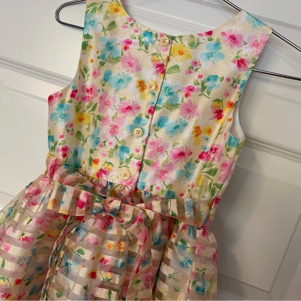 Jona Michelle Multicolor Floral Dress with Pink Bow Size 6